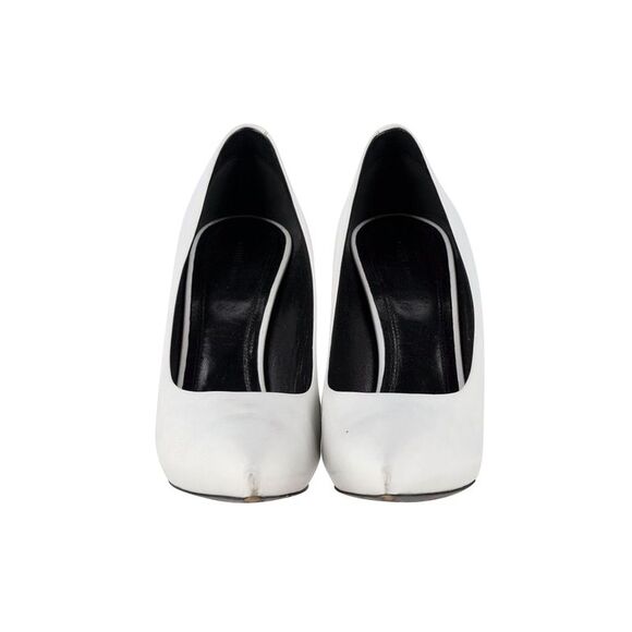 Celine Demi Pointed Toe Wedges Pumps in White Leather - Picture 2 of 6